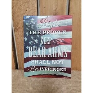 2ND AMENDMENT AMERICAN FLAG RIGHT TO BEAR ARMS METAL SIGN 13x10